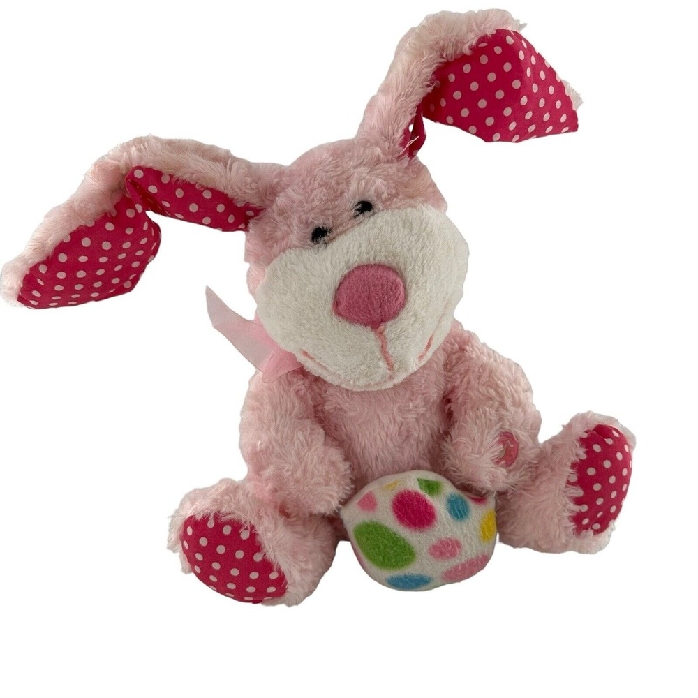 Pink Plush Bunny Polka Dot Colorful Egg Goffa International‎ Easter Animated a
